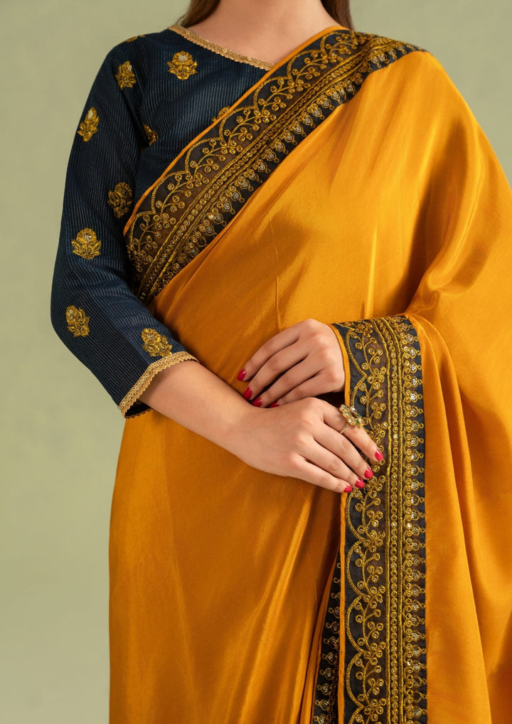 3Pc Super Silk Saree Mustard Gold | LUXE-L25-0007