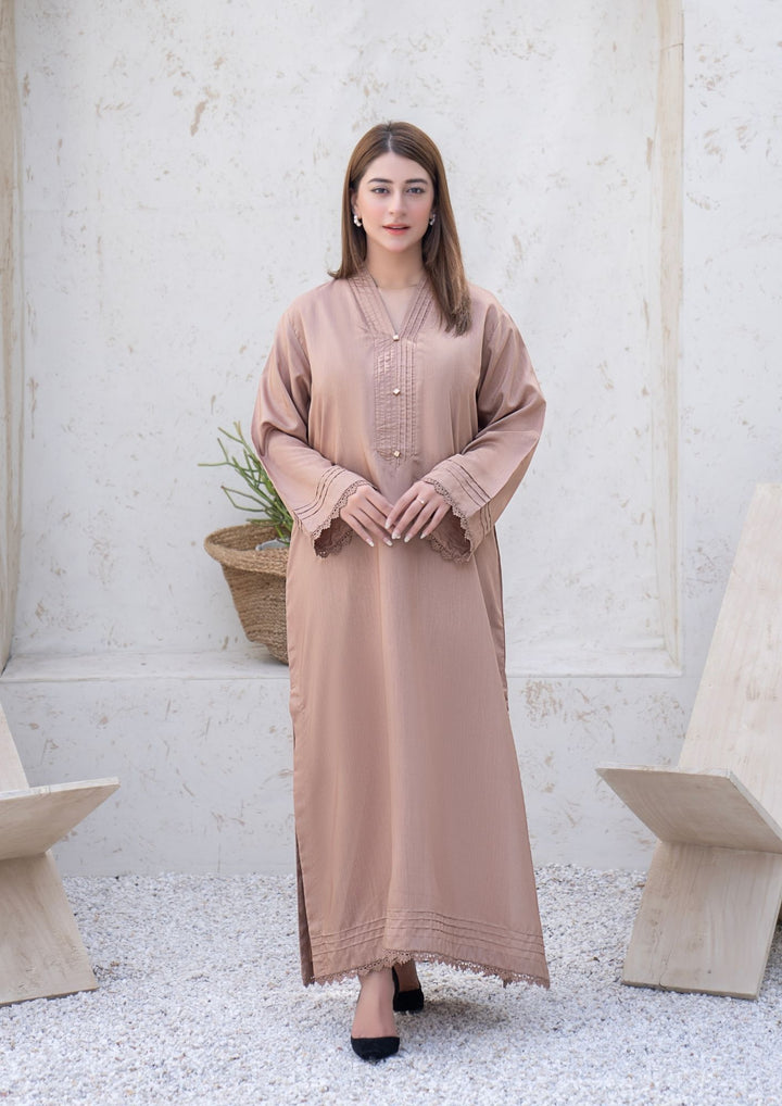 2Pc Silk Viscose Kaftan Beige JUPITER-S26-0006