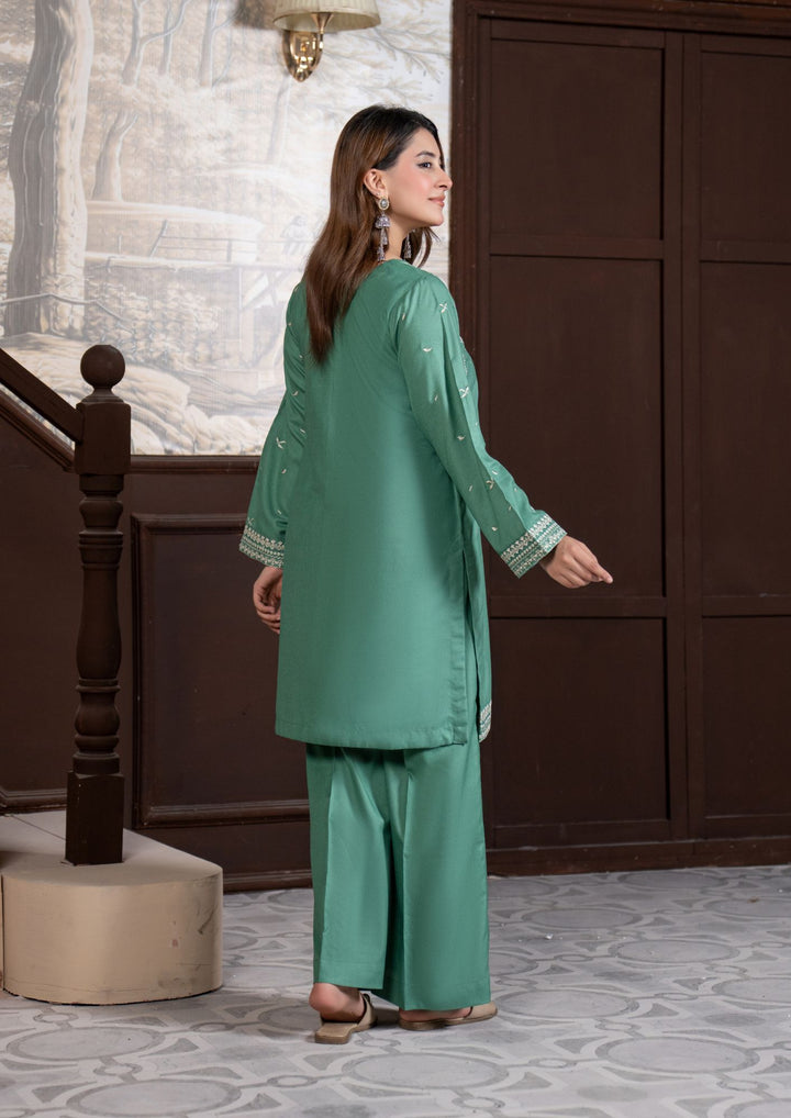 2Pc Multi Embroidered Alpine Marina Sea Green SAY-W26-0030