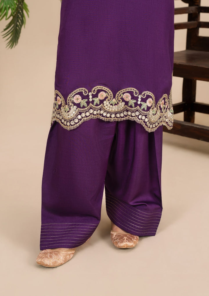 3-Piece Silk Viscose Suit with Chiffon Dupatta & Farshi Shalwar | BASANT-B25-0002