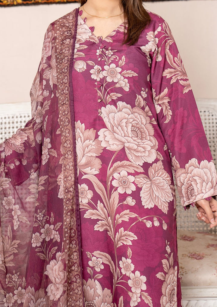 3Pc Printed Arabic Silk Lawn with Chiffon Dupatta Gulmeena-G26-0009