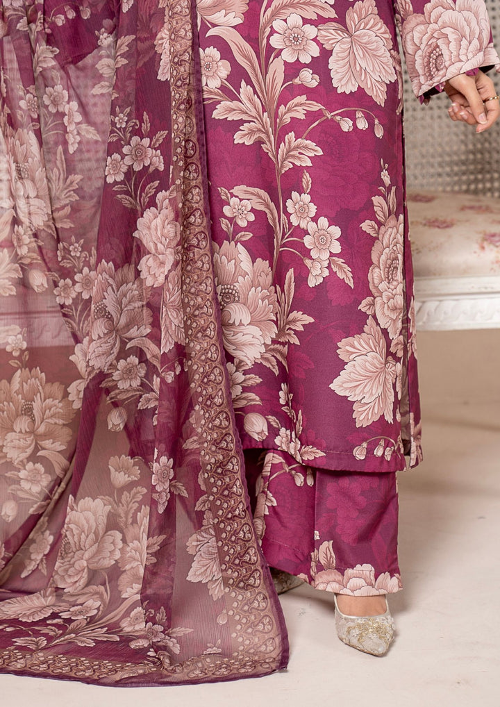 3Pc Printed Arabic Silk Lawn with Chiffon Dupatta Gulmeena-G26-0009