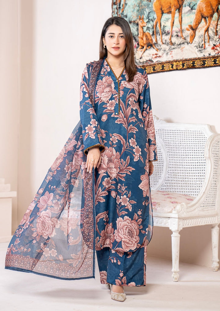 3Pc Printed Arabic Silk Lawn with Chiffon Dupatta Gulmeena-G26-0004