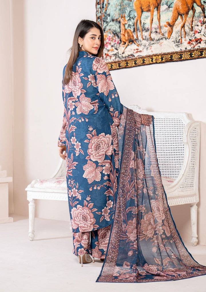 3Pc Printed Arabic Silk Lawn with Chiffon Dupatta Gulmeena-G26-0004