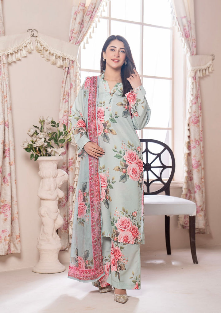 3Pc Printed Arabic Silk Lawn with Chiffon Dupatta Gulmeena-G26-0010