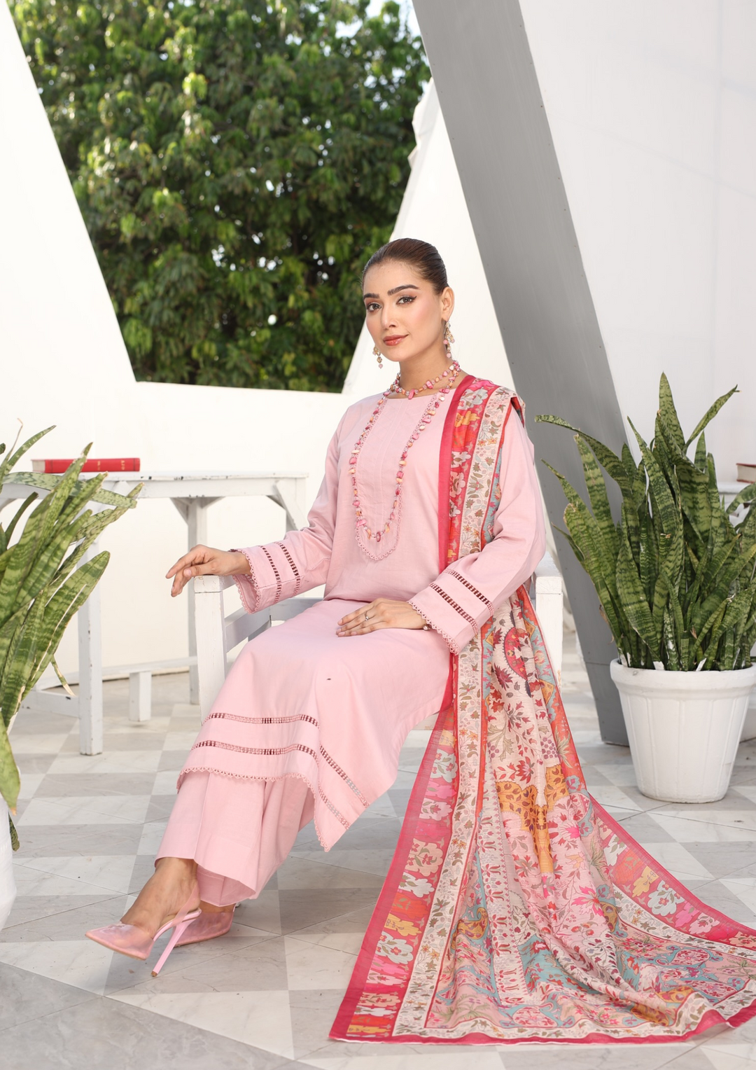 3Pc Plain Lawn with Slub Monark Dupatta MONARK-R24-0005