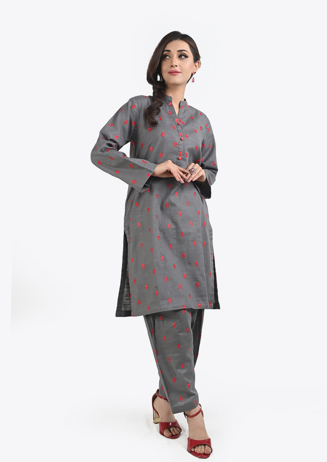 Khaddar Embroidered 2pc with Embroidered Trouser WRTW-0006