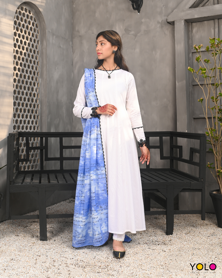 2pc Lawn Frock with Poetry Printed Dupatta SRTW-0101