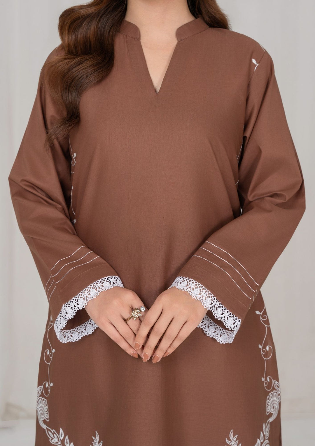 2Pc Brown Embroidered Lawn RIW-R26-0024