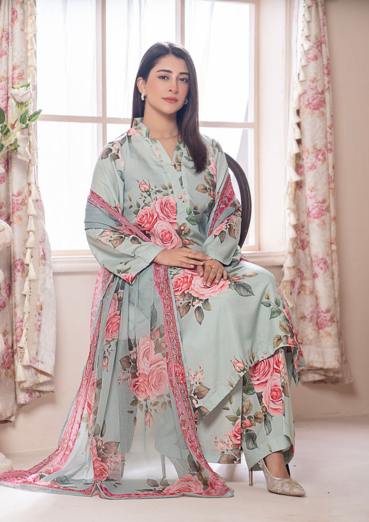 3Pc Printed Arabic Silk Lawn with Chiffon Dupatta Gulmeena-G26-0010