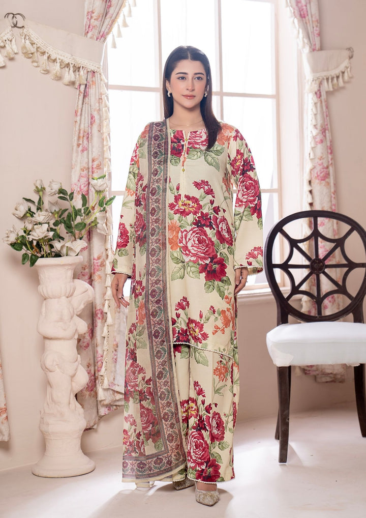3Pc Printed Arabic Silk Lawn with Chiffon Dupatta Gulmeena-G26-0011