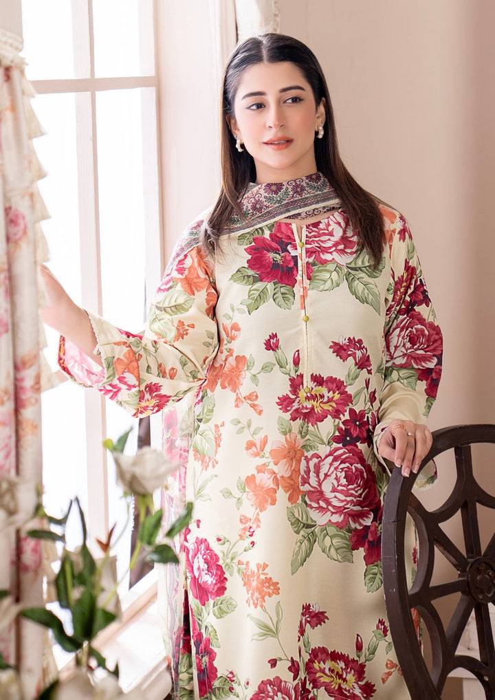 3Pc Printed Arabic Silk Lawn with Chiffon Dupatta Gulmeena-G26-0011