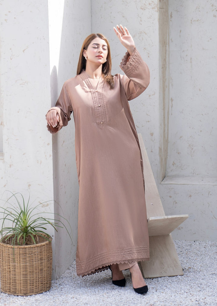 2Pc Silk Viscose Kaftan Beige JUPITER-S26-0006