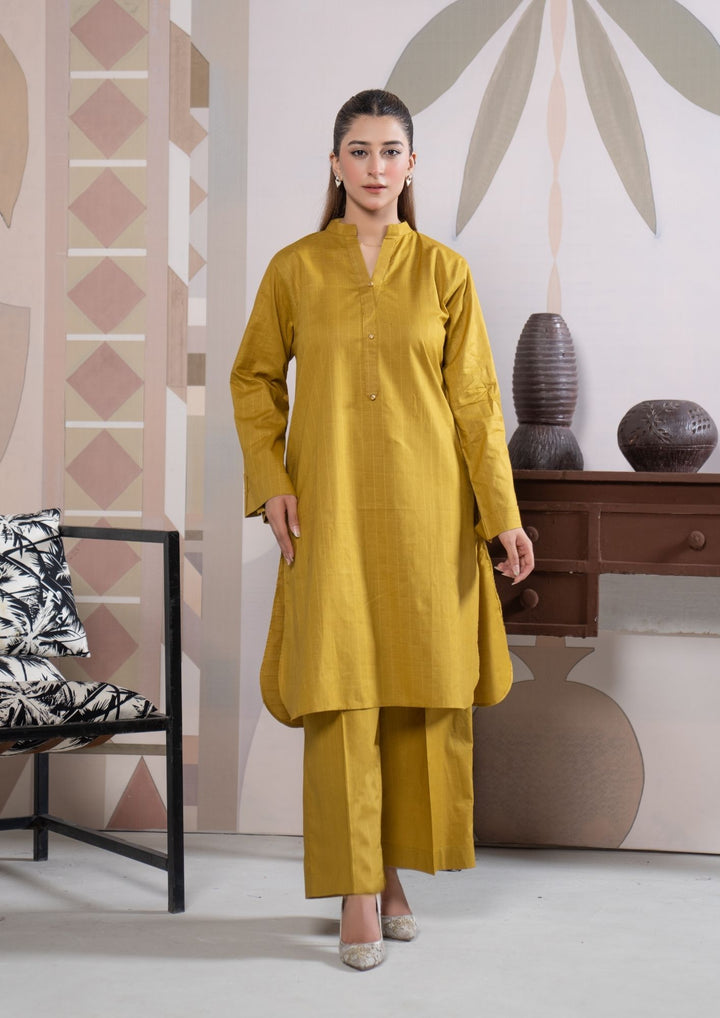 2Pc Cotton Lawn Olivish Mustard ROZ-R26-0007