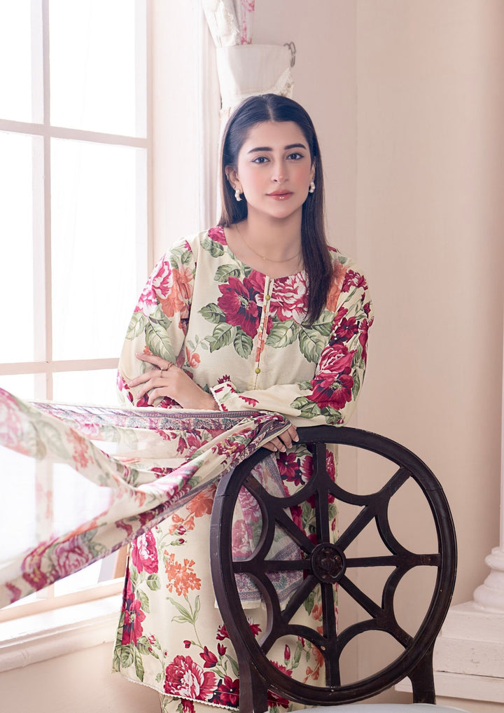 3Pc Printed Arabic Silk Lawn with Chiffon Dupatta Gulmeena-G26-0011