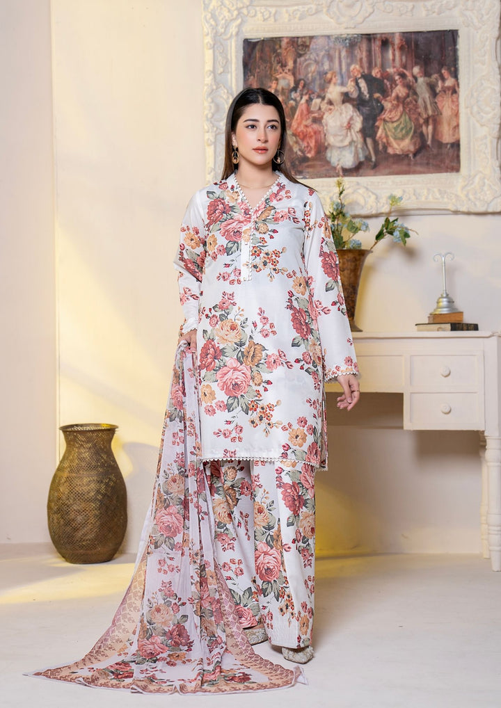 3Pc Printed Arabic Silk Lawn with Chiffon Dupatta Gulmeena-G26-0012