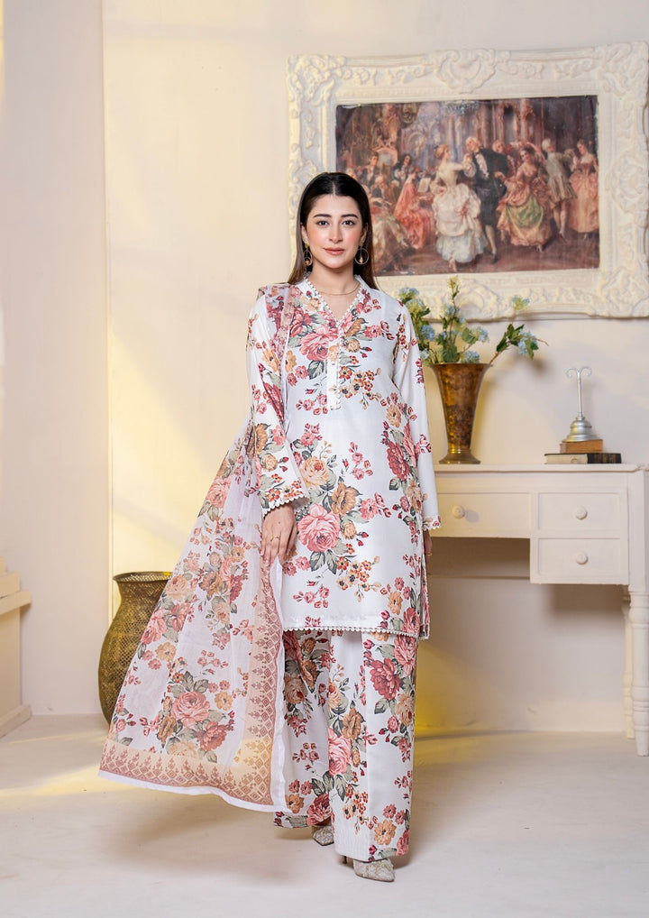 3Pc Printed Arabic Silk Lawn with Chiffon Dupatta Gulmeena-G26-0012