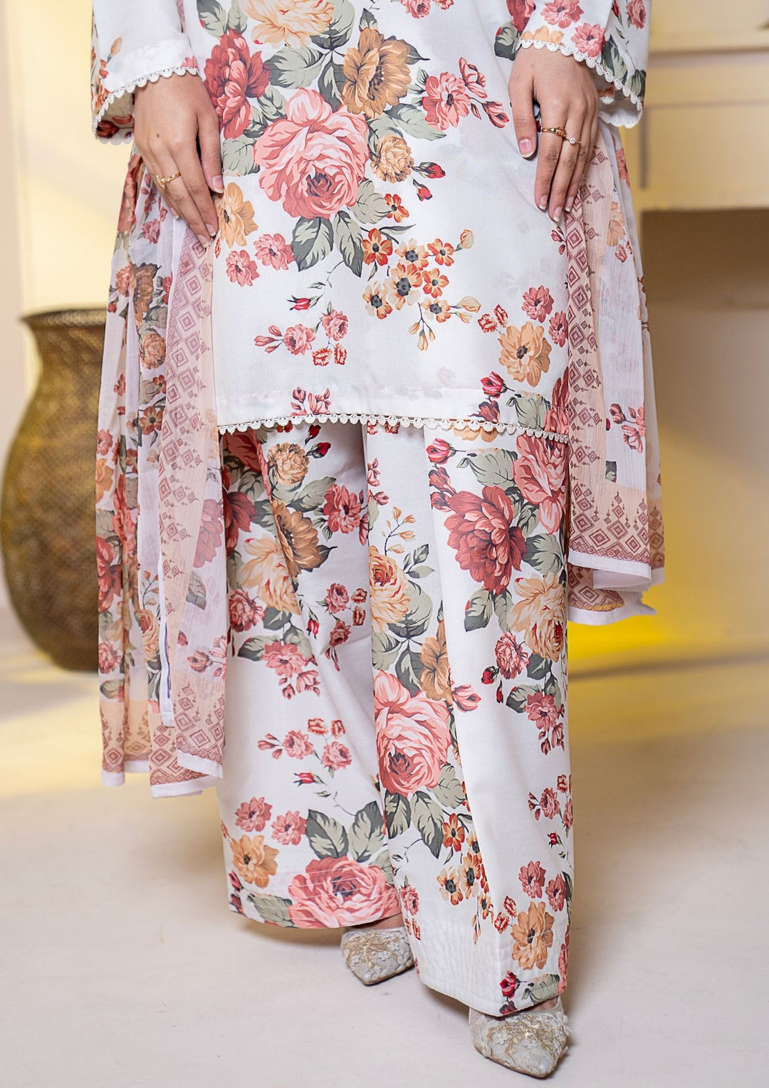 3Pc Printed Arabic Silk Lawn with Chiffon Dupatta Gulmeena-G26-0012
