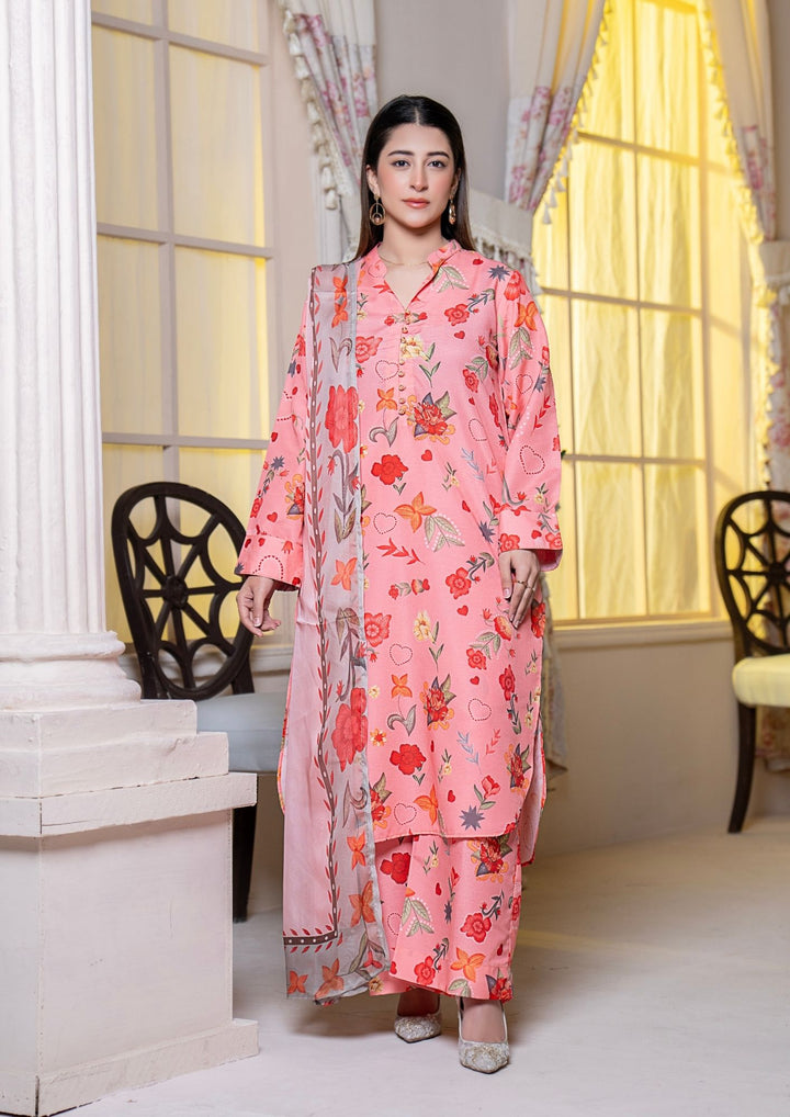 3Pc Printed Arabic Silk Lawn with Chiffon Dupatta Gulmeena-G26-0013