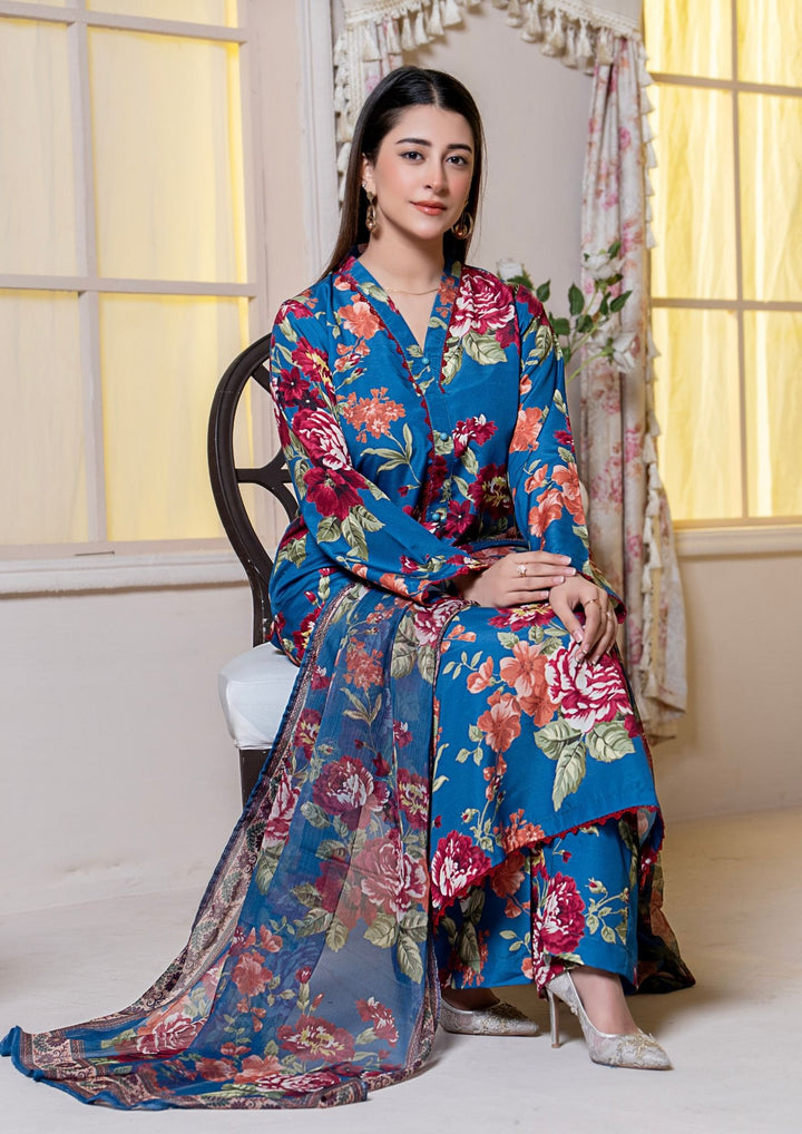 3Pc Printed Arabic Silk Lawn with Chiffon Dupatta Gulmeena-G26-0014