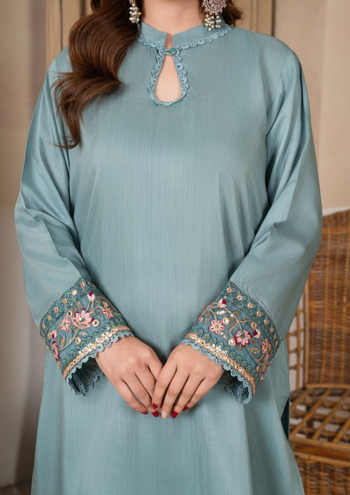 3Pc Embroidered Silk Viscose with Farshi Shalwar Ice Blue JASHAN-J26-0003