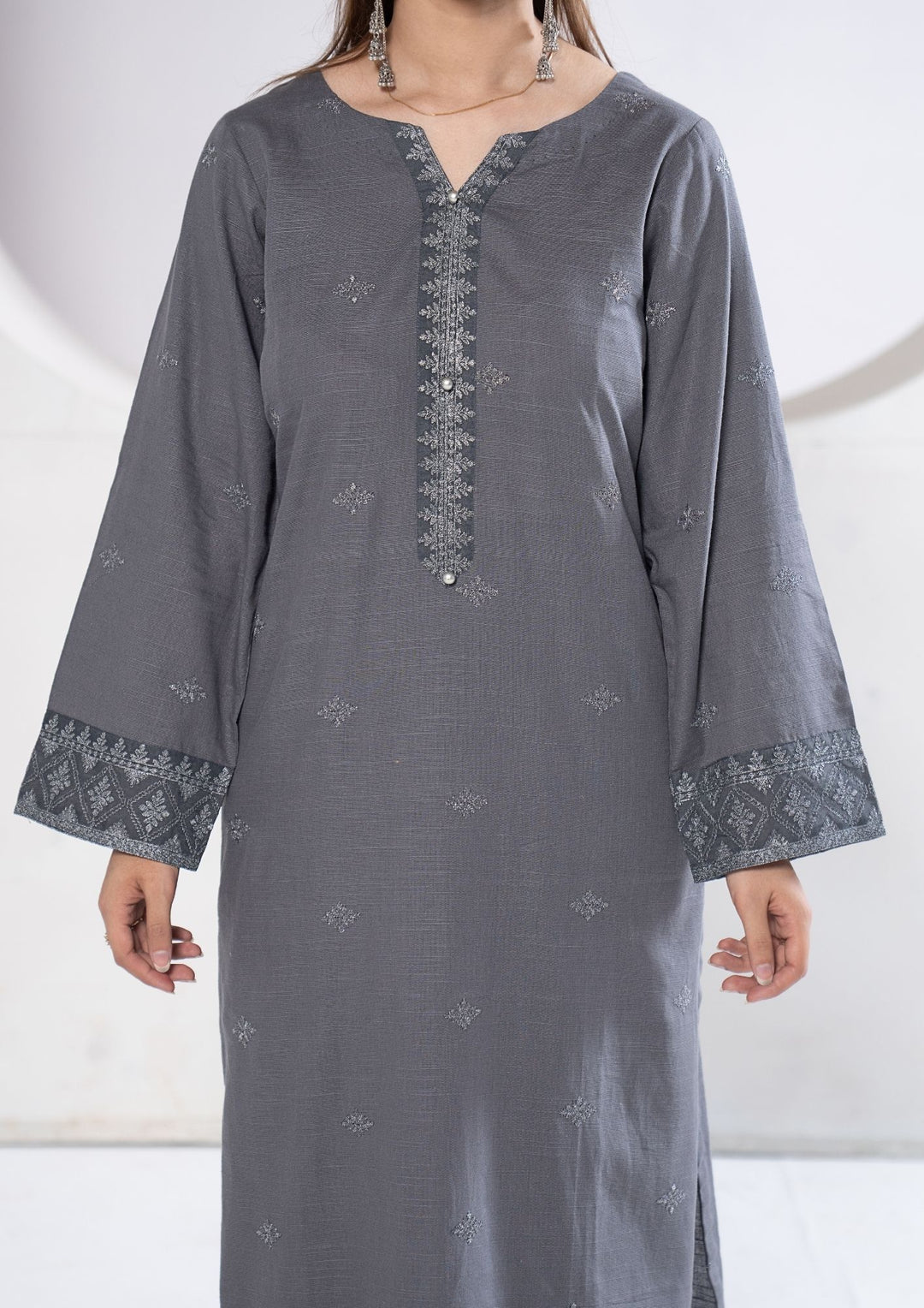 2Pc Embroidered Khaddar Grey SAY-W26-0003