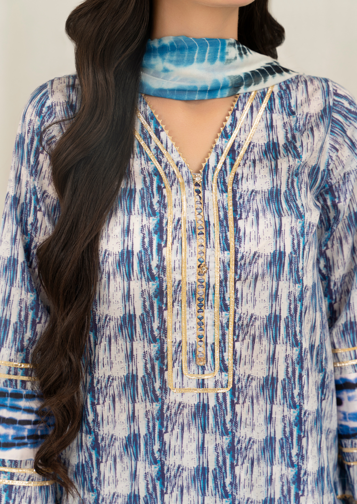 3Pc Tie&Dye Digital Print Lawn with Sharara FATAH-F25-0004