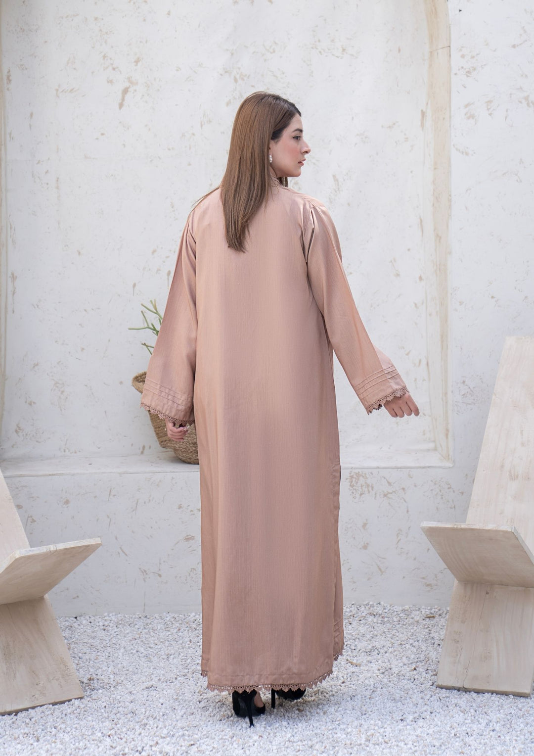 2Pc Silk Viscose Kaftan Beige JUPITER-S26-0006