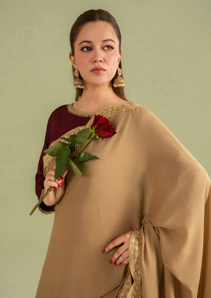 3Pc Georgette Saree Gold | LUXE-L25-0008