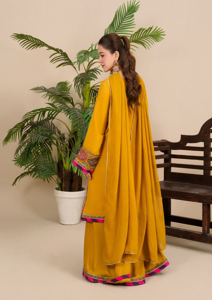 3-Piece Silk Viscose Suit with Chiffon Dupatta & Sharara | BASANT-B25-0005