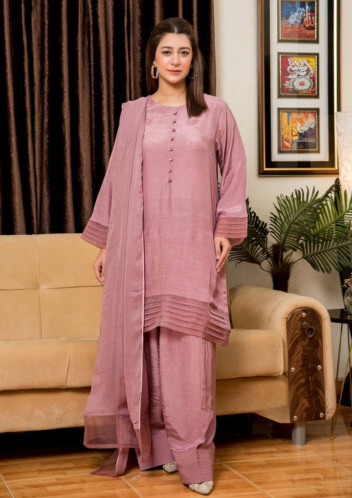 3Pc Raw Silk with Farshi Shalwar  ROZANA-S25-0024