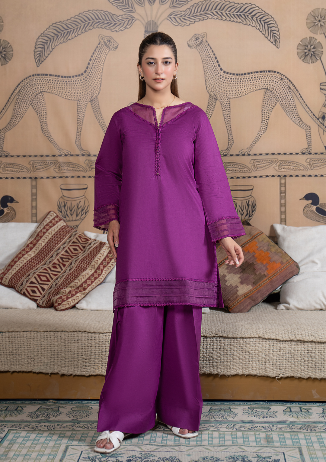 2pc Cotton Lawn Deep Purple ROZ-R26-0011