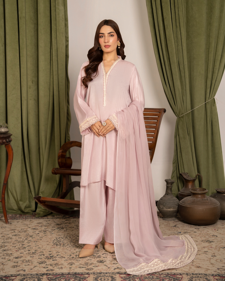 3Pc Embroidered Raw Silk with Farshi Shalwar FATAH-F25-0021