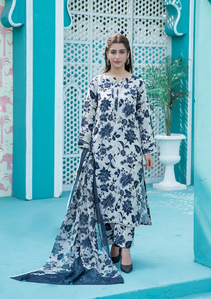 3Pc Printed Arabic Silk Lawn FATAH-F25-0013