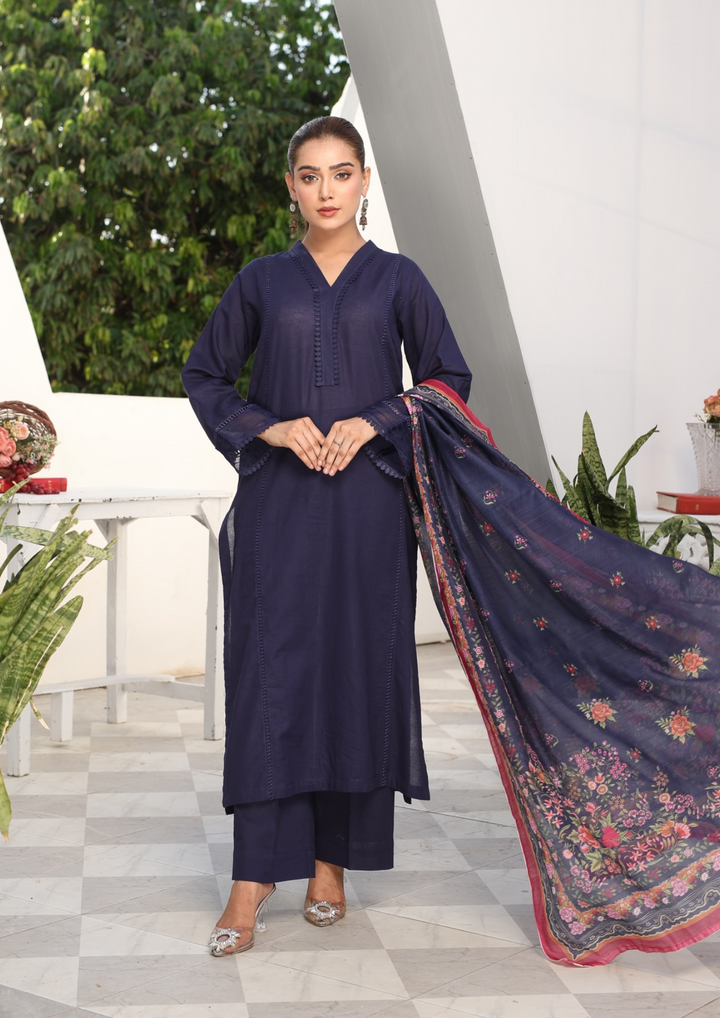 3Pc Jacquard Lawn with Slub Monark Dupatta MONARK-R24-0004