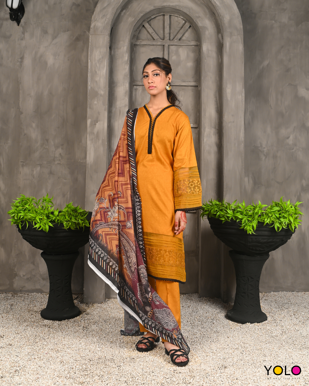 2pc Jacquard Lawn with Tissue Silk Dupatta SRTW-0054