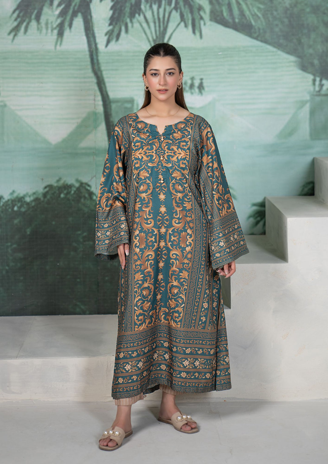 1Pc Digital Print Arabic Lawn Kaftan JUPITER-S26-0008