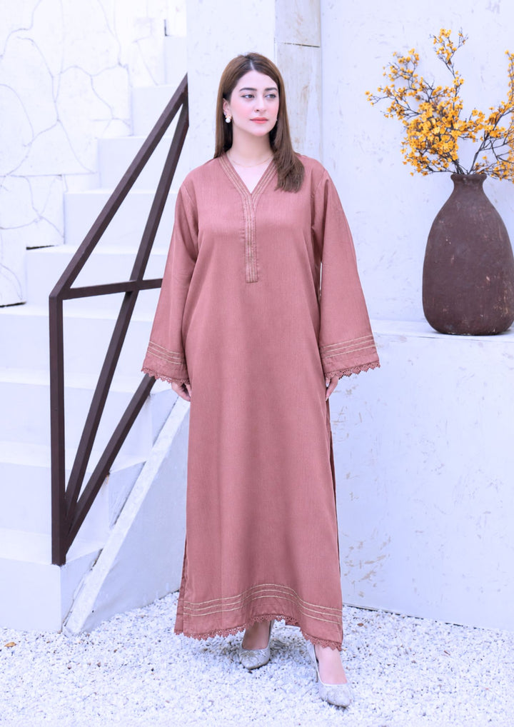 2Pc Silk Viscose Kaftan Tea Pink JUPITER-S26-0013