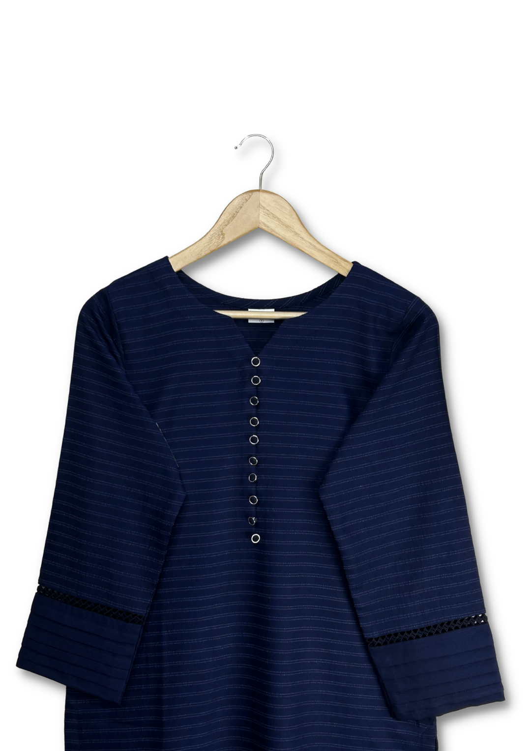 3pc Alpine Velvet Shirt with Velvet Border Shawl and Plain Trouser Navy WRTW-0041