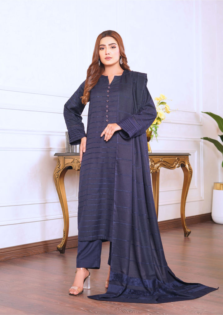 3pc Alpine Velvet Shirt with Velvet Border Shawl and Plain Trouser W24-VEL-0004