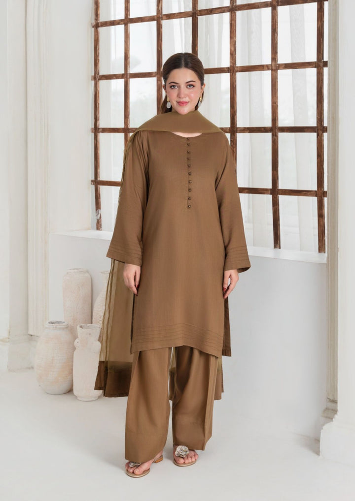 3Pc Silk Viscose with Farshi Shalwar with Organza Dupatta AML-S25-0057