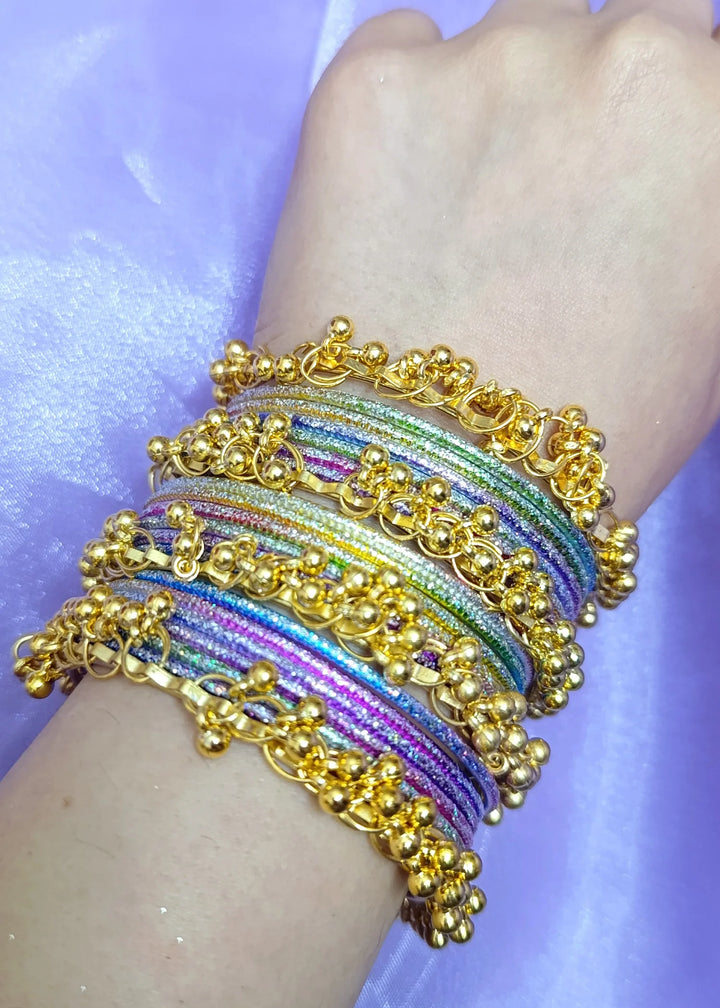 Kashmiri Ghungroo Bangles Rainbow Set PMB-0164