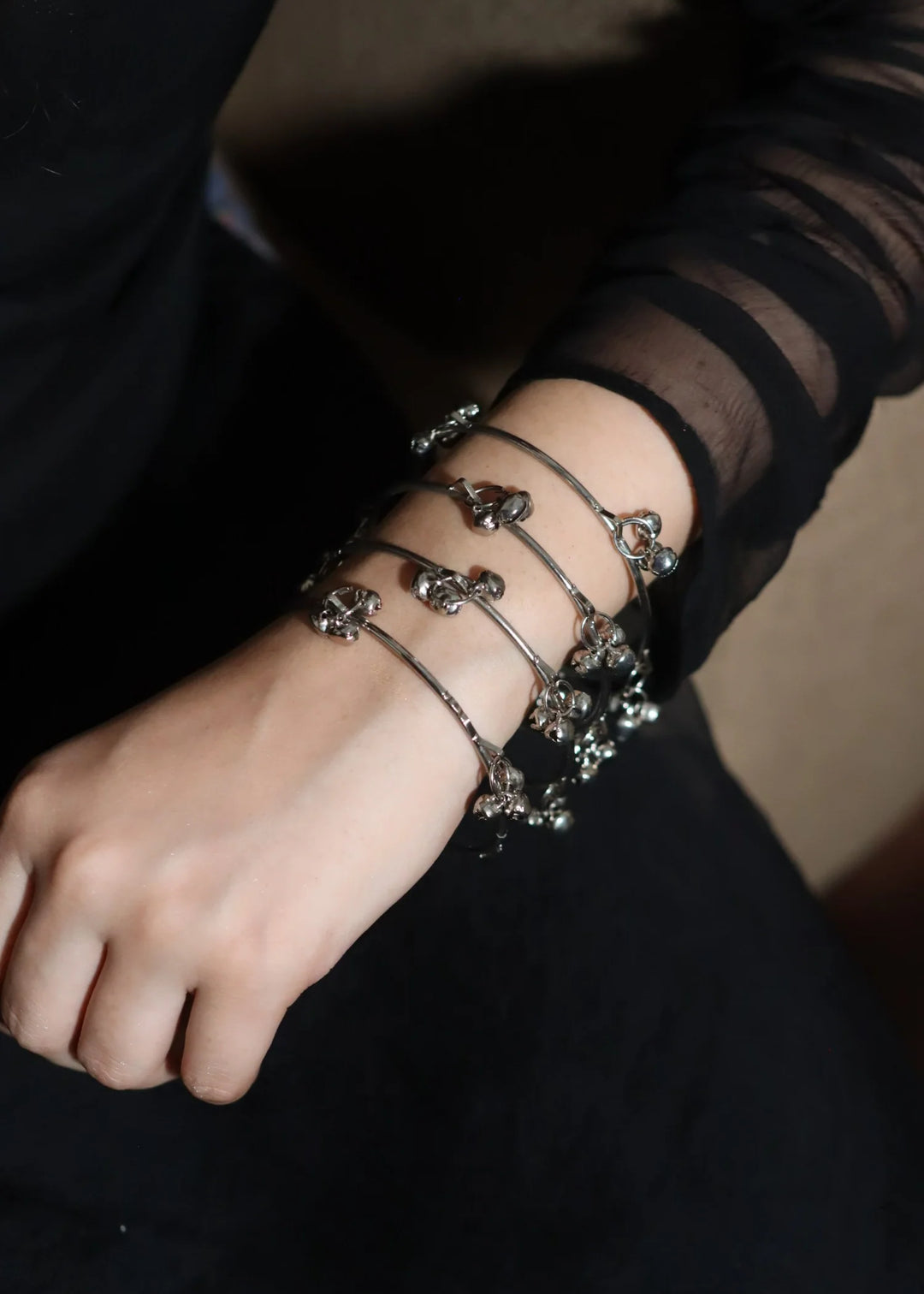 Ulfat Ghungroo Bangles Silver PMB-0185