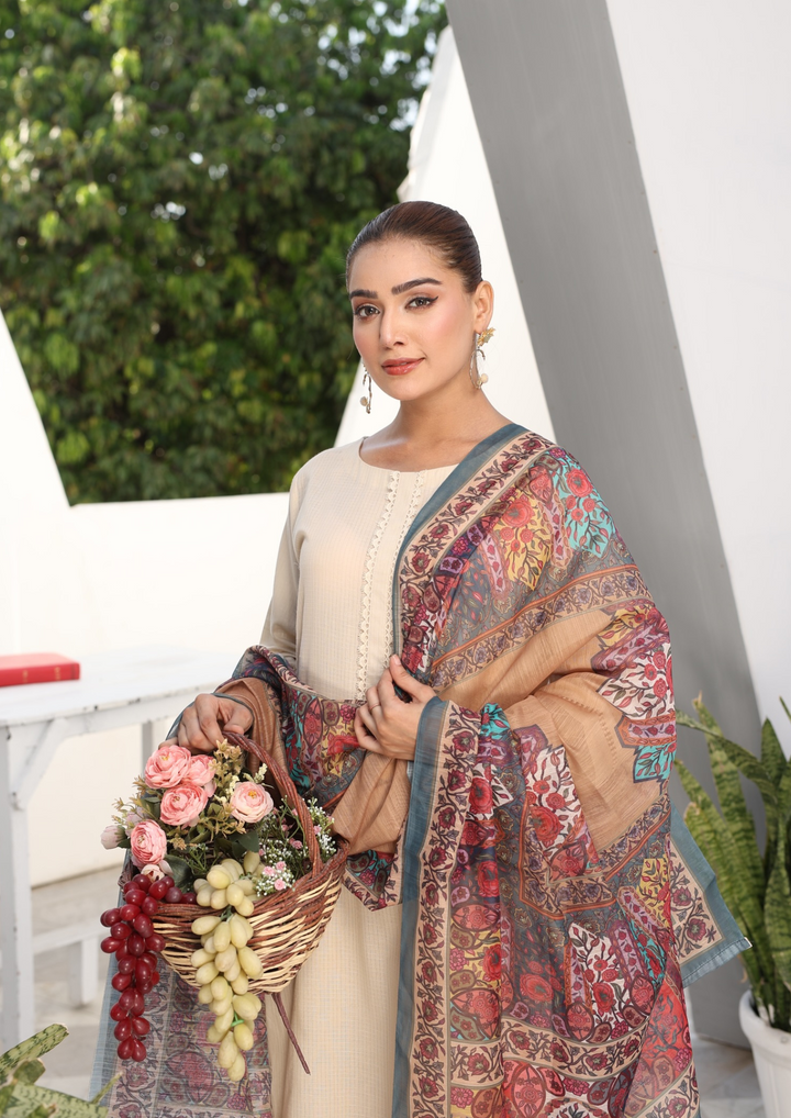 3Pc Jacquard Lawn with Slub Monark Dupatta MONARK-R24-0002