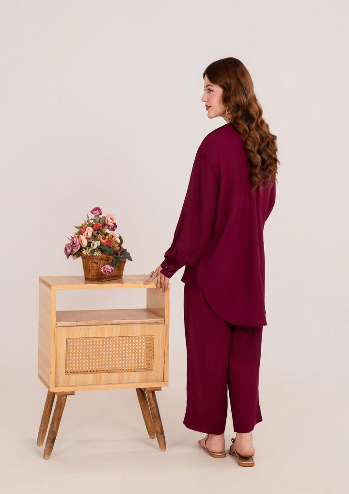2Pc Georgette Plum Maroon JUPITER-F25-0027