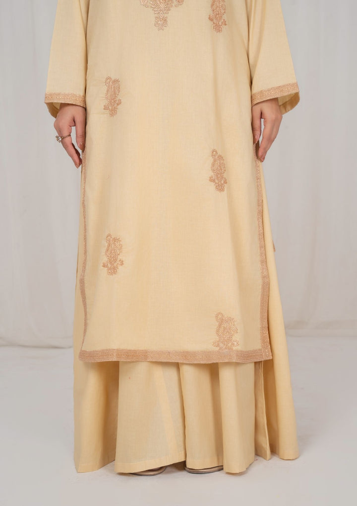 3Pc Beige Embroidered Lawn with Chiffon Dupatta RIW-R26-0003