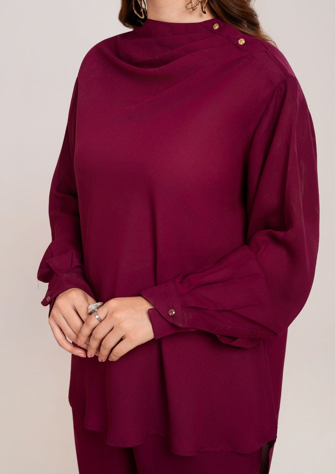 2Pc Georgette Plum Maroon JUPITER-F25-0027