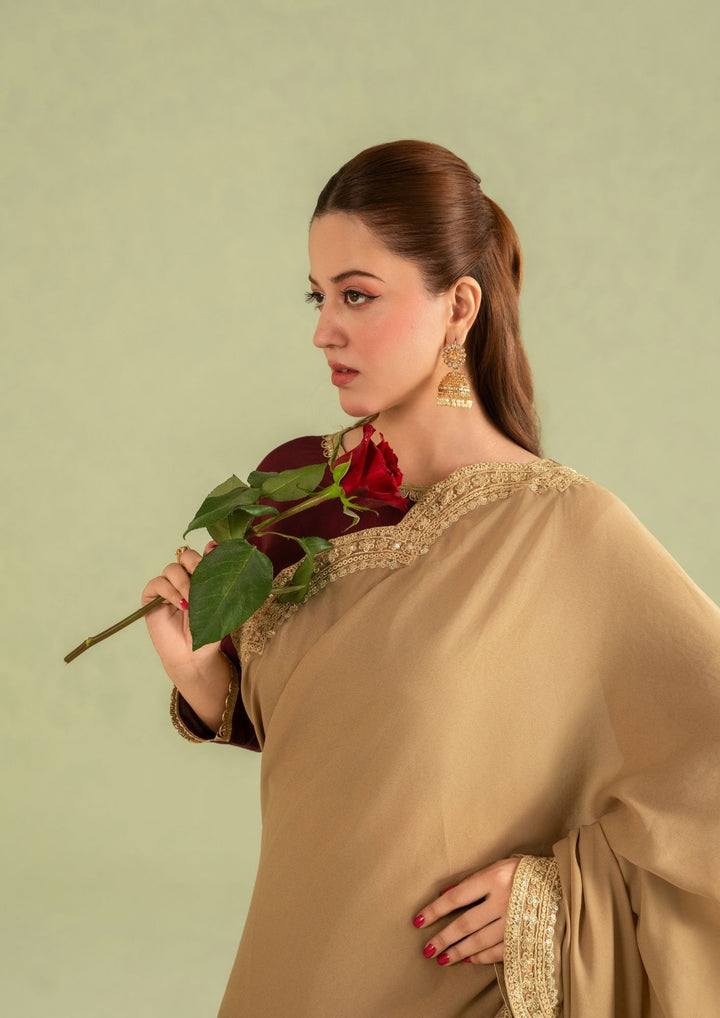 3Pc Georgette Saree Gold | LUXE-L25-0008