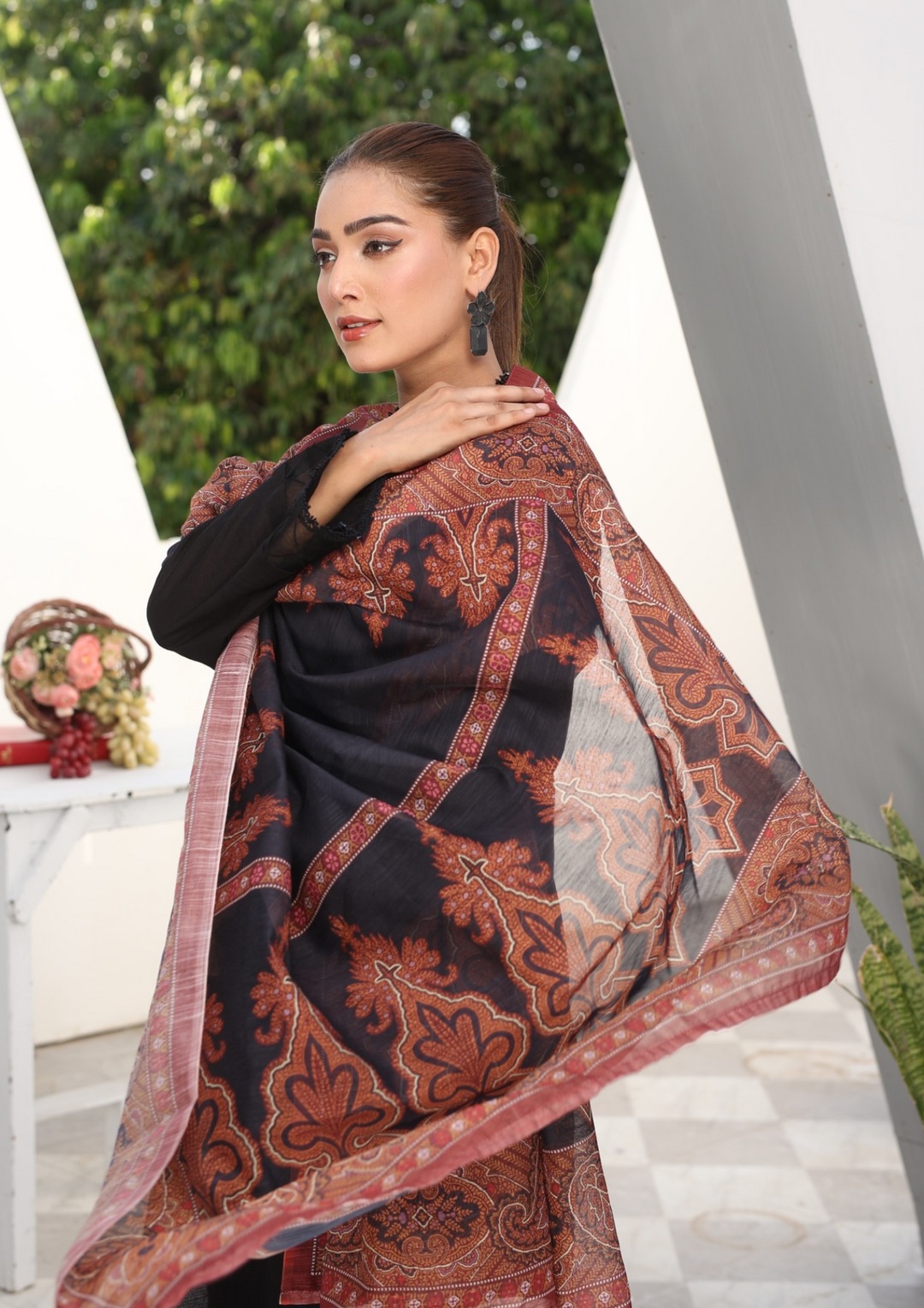 3Pc Jacquard Lawn with Slub Monark Dupatta MONARK-R24-0001