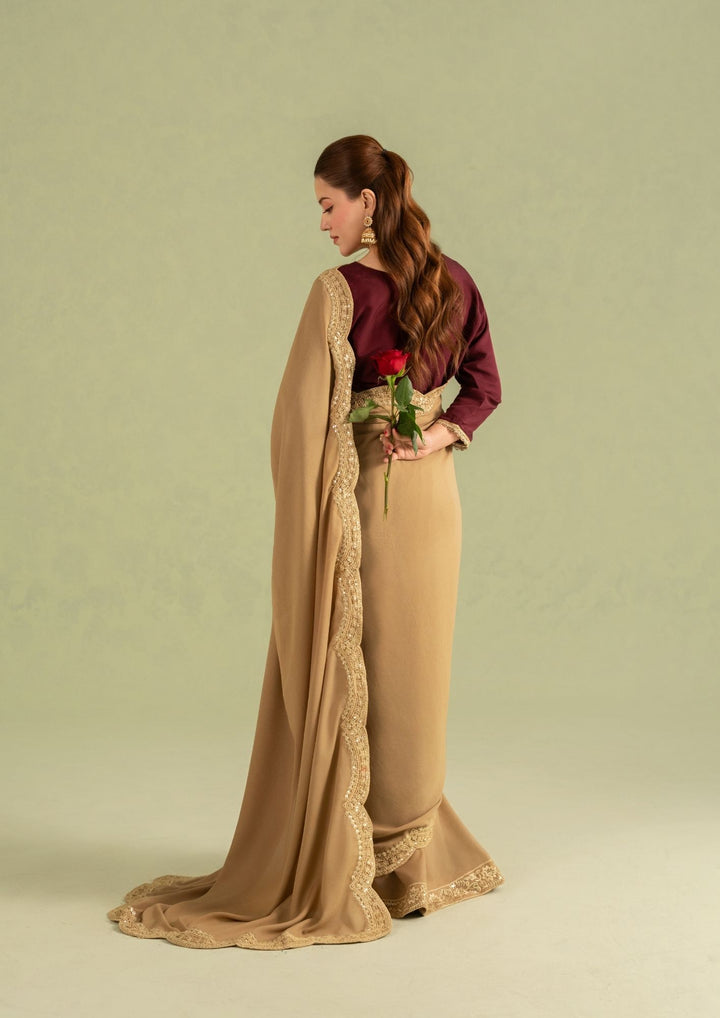 3Pc Georgette Saree Gold | LUXE-L25-0008